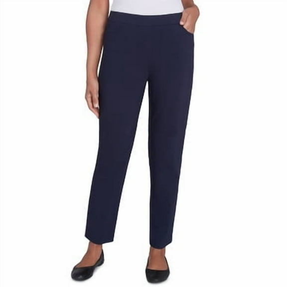Alfred Dunner Womens Petites High Rise Slimming Straight Leg Pants