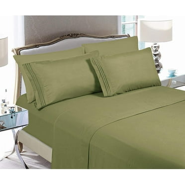 4 Pieces Comfy Breathable & Cooling Sheets Set Sheet set, King, Sage/Green
