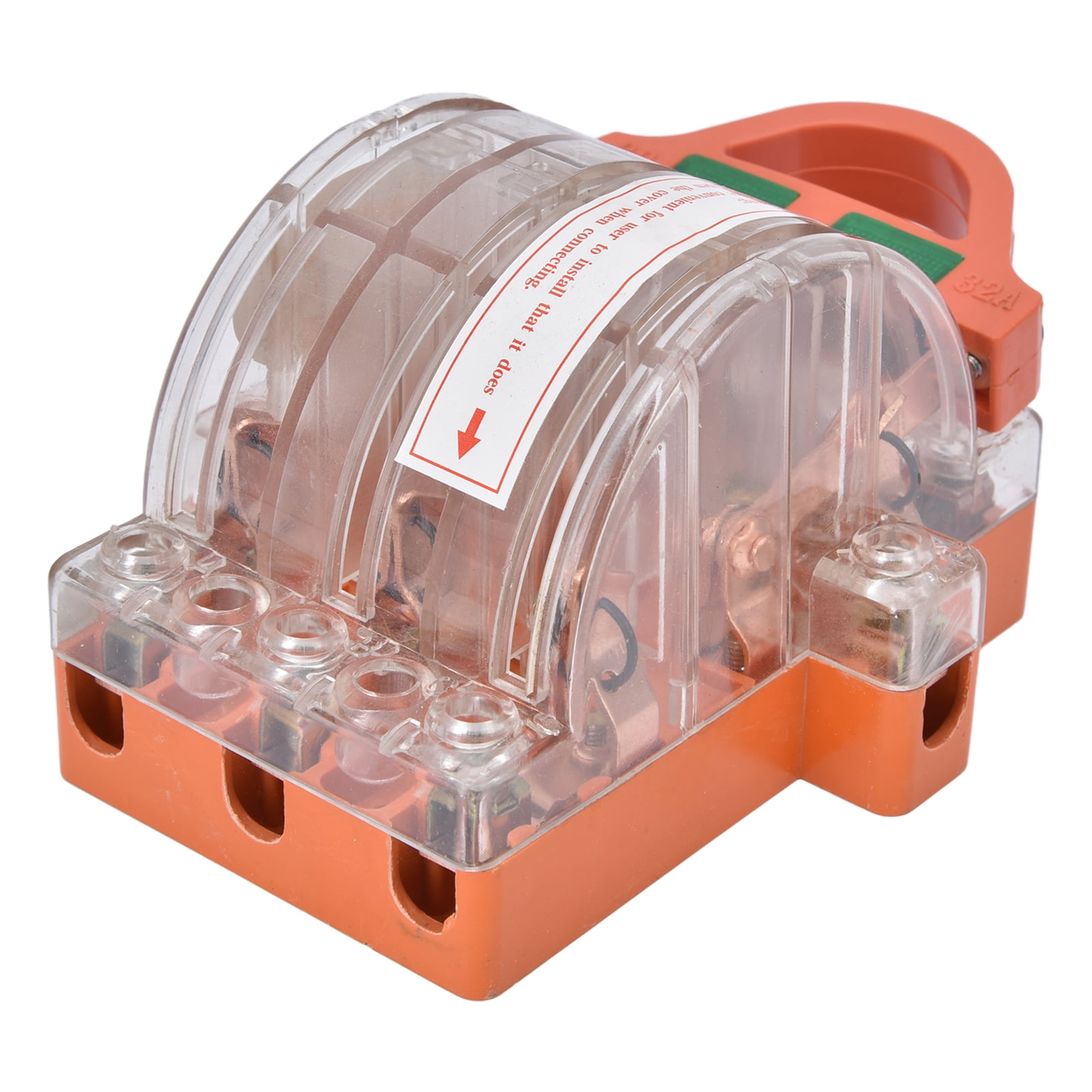 AC 380V 32A 3-Pole Knife Switch with LED Indicator, Copper Transparent Shell, Double Throw Disconnect Switch
