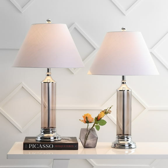 JONATHAN Y Astor 29" Glass LED Table Lamp, Smoked Gray (Set of 2), JYL4014B-SET2
