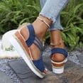 thumbnail image 4 of Rokment Platform Wedges Strappy Dress Sandals for Women 2026 Beach Fashion Casual Open Toe Chunky High Heels Espadrilles Slingback Gladiator Summer Shoes Blue Size 7.5, 4 of 6