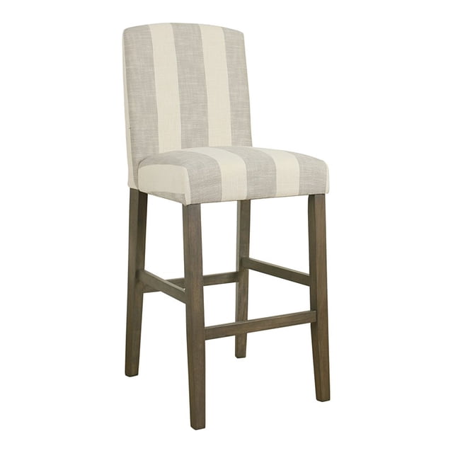 HomePop 29" Traditional Wood and Fabric Barstool with Curved Back in Gray