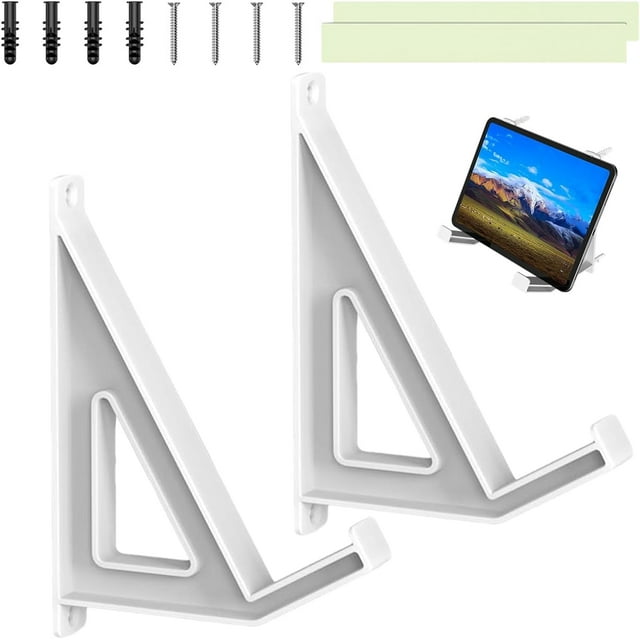 Support Mural pour Ordinateur Portable - Organisateur de Rangement Mural pour Claviers et Tablettes, Support Électronique Réglable pour Livres d'Art Routeurs Peintures Images Décoration Maison Bureau, Blanc