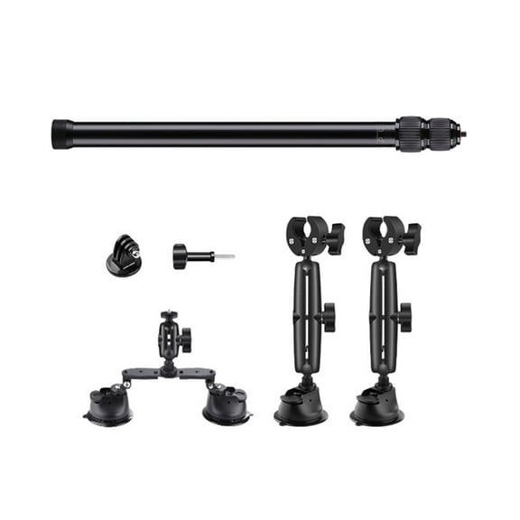 Yammee 360°Rotation Suction Cup Camera Mount For Vehicles Mount For 360 Cameras With Long Extension 47.2innch Selfie Stick