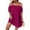 Purple #44, variant on Women's Plus Size Dresses Off Shoulder Short Sleeve Short Dresses Causal Loose Tunic Summer Dress Wine 3XL