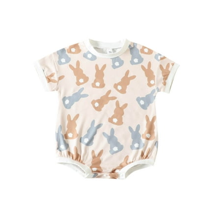 

Cotton Romper for Infant Toddler Toddler Kids Baby Girls Easter Fashion Cute Sweet Rabbit Print Short Sleeve Romper 6-12 Months