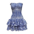 thumbnail image 1 of Vestido corto de fiesta sin tirantes con estampado floral para salir de vacaciones por la noche para mujer S, 1 of 9