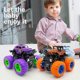 thumbnail image 2 of 2 piezas de juguetes de camiones monstruo para niños y niñas, juego de juguetes de autos de fricción, para niños de 3 a 6 años, regalos para niños, cumpleaños, Navidad (morado + naranja), 2 of 7