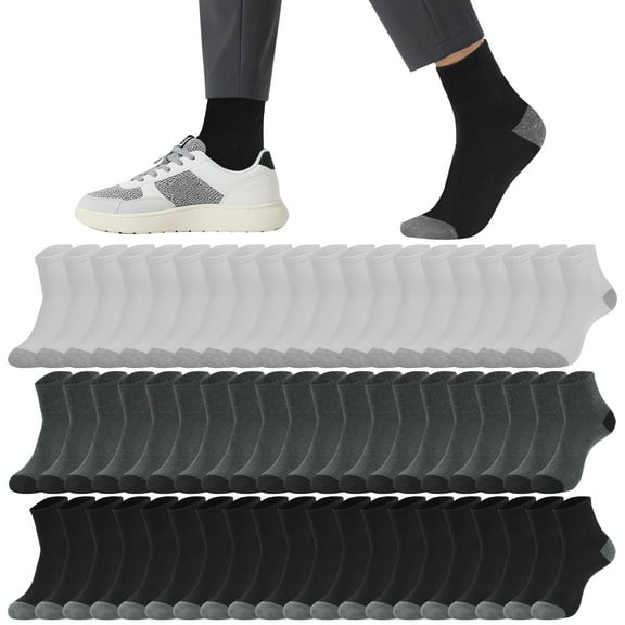 Usavemo 30 Pairs Mens Quarter Socks Lightweight Casual Socks for Men Size 10-13
