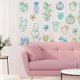 thumbnail image 4 of Calcomanía de pared con diseño de cactus y plantas verdes, de PVC, para pegar en la pared, para sala de estar y dormitorio., 4 of 6