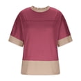 thumbnail image 6 of Women's Summer Short Sleeve Crewneck Tops Tees Blouses Oversized Loose Fit Solid Color Basic Casual Daily Wear Vacation Streetwear Fashion Essential Gift for Women | CSEONE,Hot Pink XL, 6 of 9