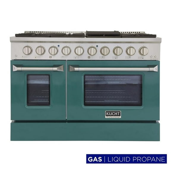 Pemberly Row 48" Stainless Steel Propane Gas Range in Silver/Green