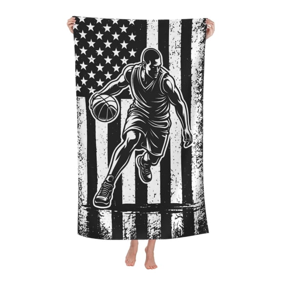 American Flag Basketball Bath Towel Soft and Highly Absorbent for Adults