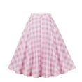 WNEGSTG Midi Skirts for Women 2023 Skirt Checked Prints Skater High Waist Knee Length