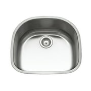 Houzer Medallion Designer 24 in Stainless Steel Undermount Single D Bowl Kitchen Sink with Strainer- MS-2409-1