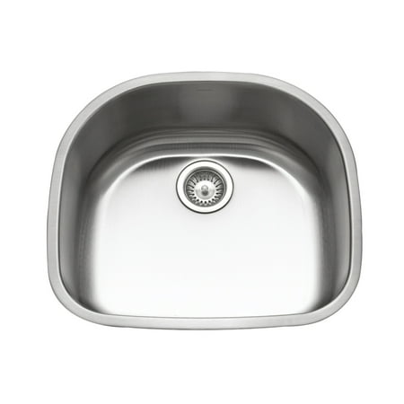 Houzer Medallion Designer 24 in Stainless Steel Undermount Single D Bowl Kitchen Sink with Strainer- MS-2409-1