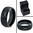 thumbnail image 4 of Tungsten Love Typography Writing Band Ring 8mm Men Women Comfort Fit Black Dome Brushed Polished, 4 of 4
