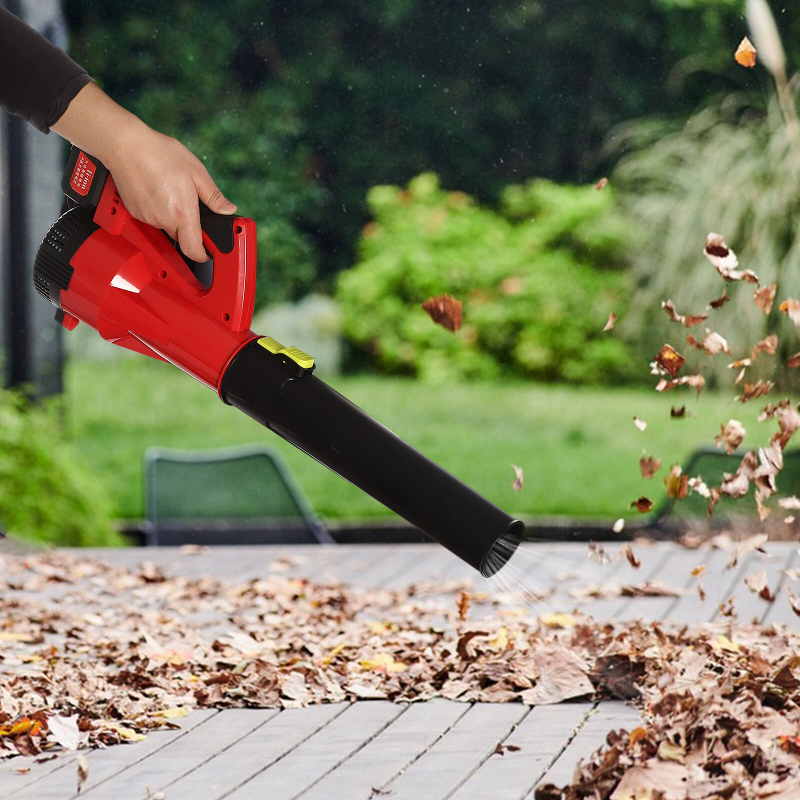 ToppiJoy 110V Portable Leaf Blower, Electric Cordless Handheld Blower with 2*1800 mAh Batteries and Charger, Battery Powered Lightweight Blower for Lawn Care, Yard, Patio, Driveway, Garage