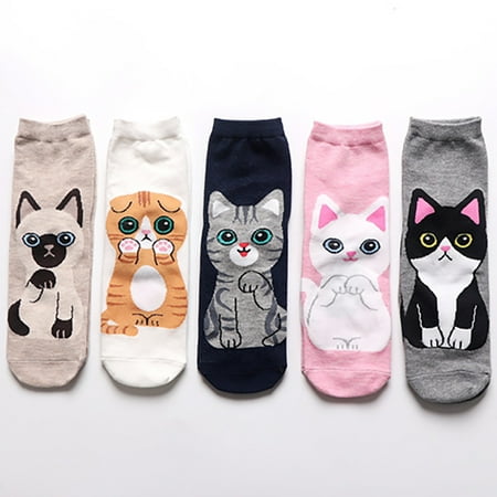 

Dopebox Women s Lovely Animal Printing 5 Pairs Of Casual Cat And Dog Socks Dark Blue S