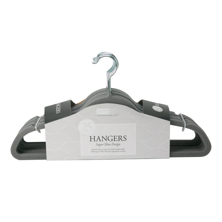 Gray Slim-Profile Non-Slip Velvet Hangers (25-Pack)