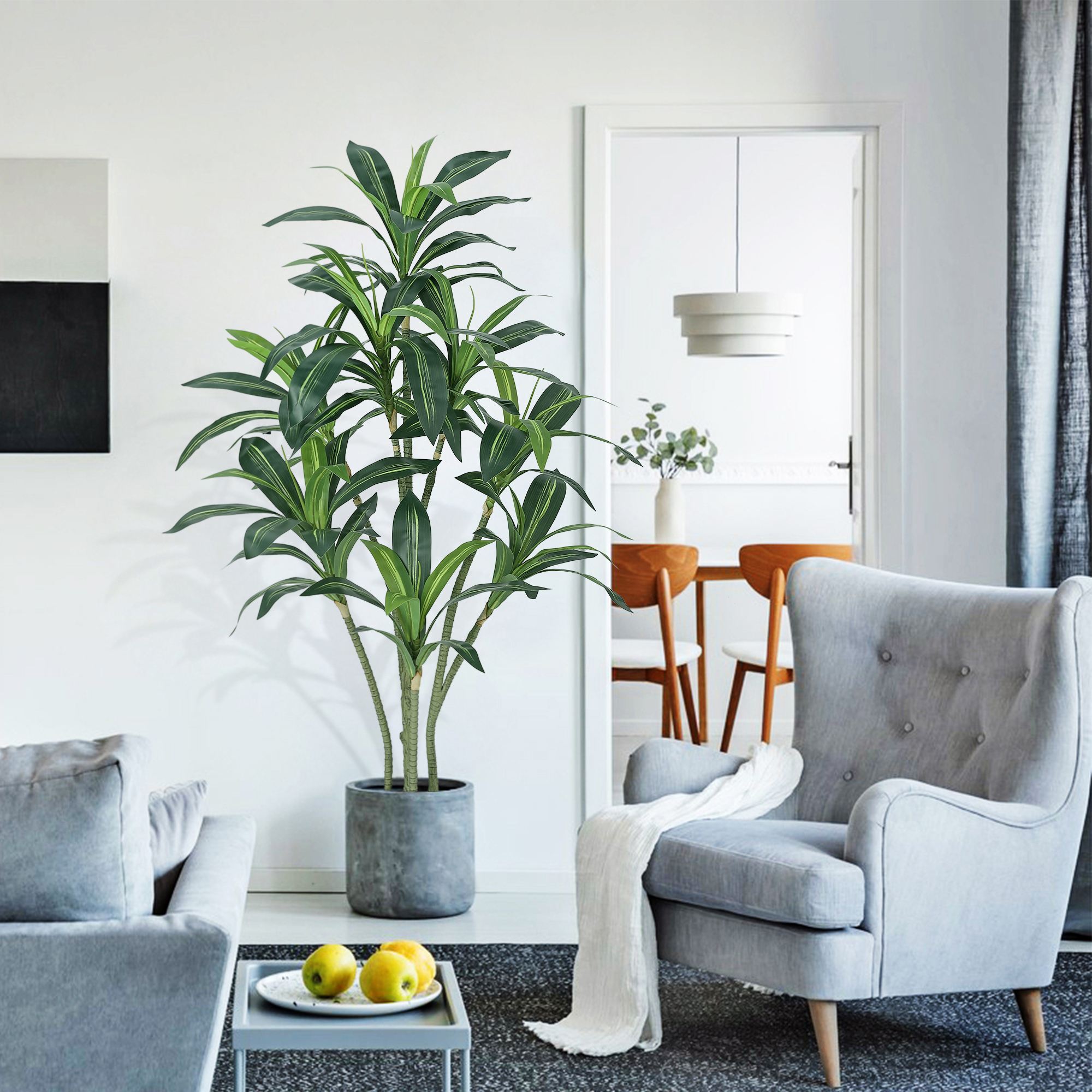 66"Artificial Dracaena Plant Tree, Faux Tropical Yucca Floor Plant Tree in Pot for Home Decor, Fake Plant for Indoor, Outdoor, Office Decor, All Season Green