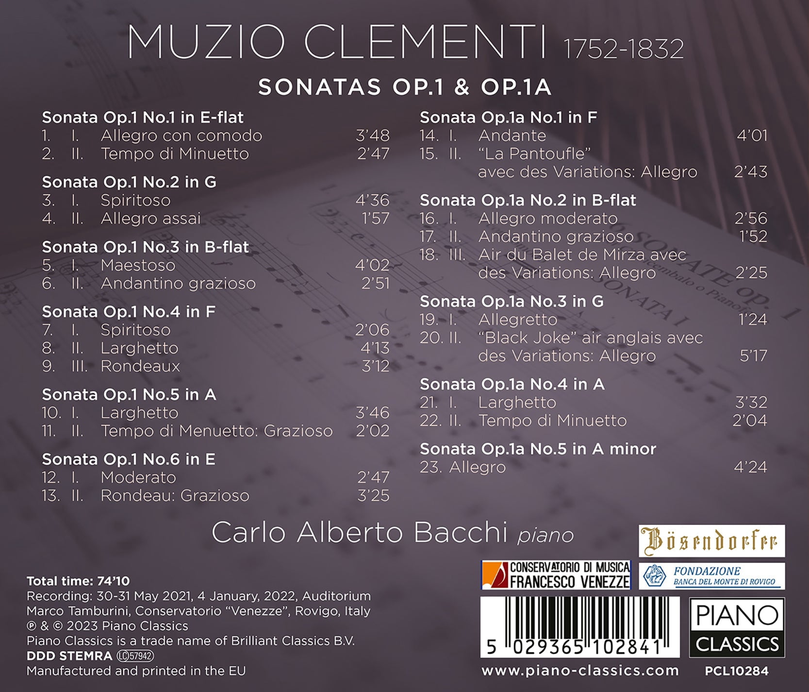 Carlo Alberto Bacchi - Sonatas Op. 1 & Op. 1A - Music & Performance - CD