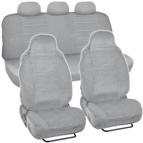 BDK Scottsdale Checkered Cloth Car Seat Covers, 7pc, Front and Rear