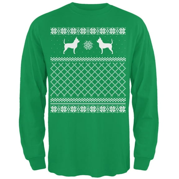 Chihuahua Ugly Christmas Sweater Irish Green Adult Long Sleeve T-Shirt