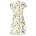 thumbnail image 4 of Tauxra Floral Print Mini Dress for Women, V-Neck Short Sleeve Waisted Summer Casual Dress with Belt for Date Night or Party, 4 of 6