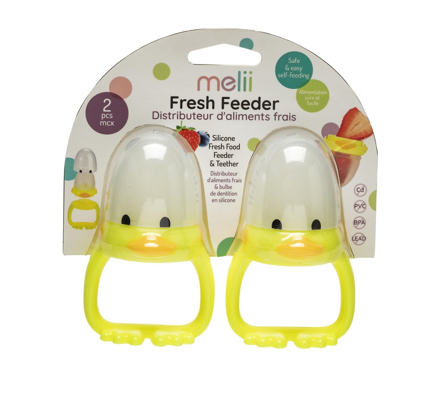 Melii Silicone Duck Fresh Food Feeder & Teether for Baby – BPA Free, Dishwasher & Microwave Safe