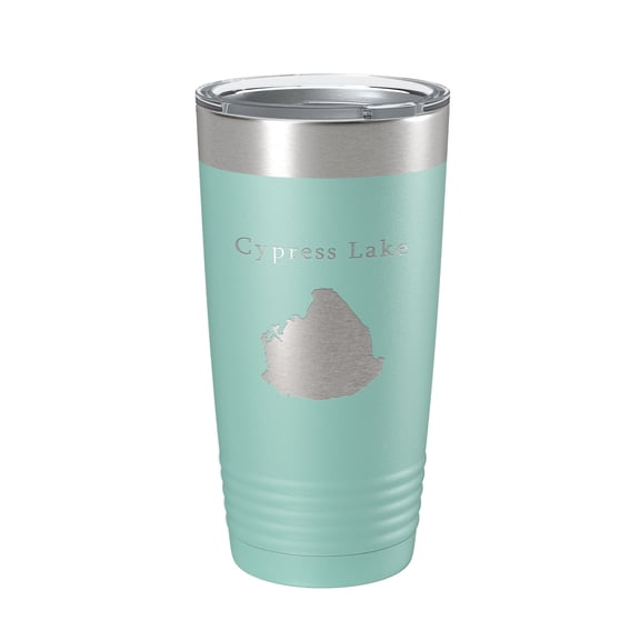 Cypress Lake Map Tumbler Travel Mug Insulated Laser Engraved Coffee Cup Kissimmee Orlando Florida 20 oz Teal