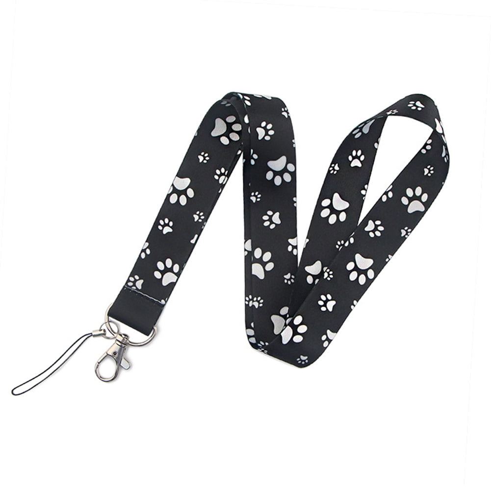PinMarts Blue and White Paw Print School Mascot Sports Lanyard w/ Safety Release