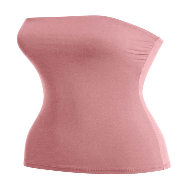 CHUANK Haut Bandeau Long Tube Basique Uni Extensible en Coton pour Femmes, Lot de 2