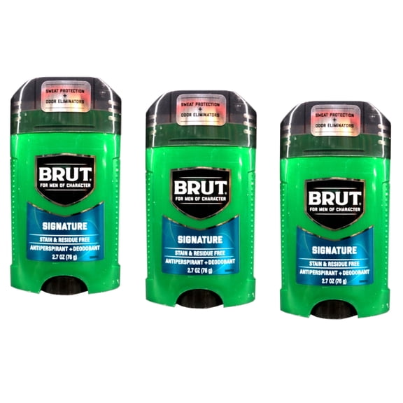 Brut Signature Long-Lasting Antiperspirant Deodorant Stick Signature Scent 2.7 Oz (3 Pack)