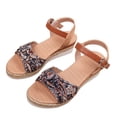thumbnail image 2 of WIZUTIZ Wedge Sandals for Women Comfortable Sandals for Women Soft Comfort Stretch Beach Sandals Pull-On Round Toe Shoes Mid Heel (2"-3") Wide Solid Sandals Party Get It Today Gold, 2 of 5