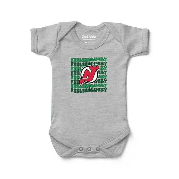 Infant Chad & Jake Heather Gray New Jersey Devils Feeling Lucky Bodysuit