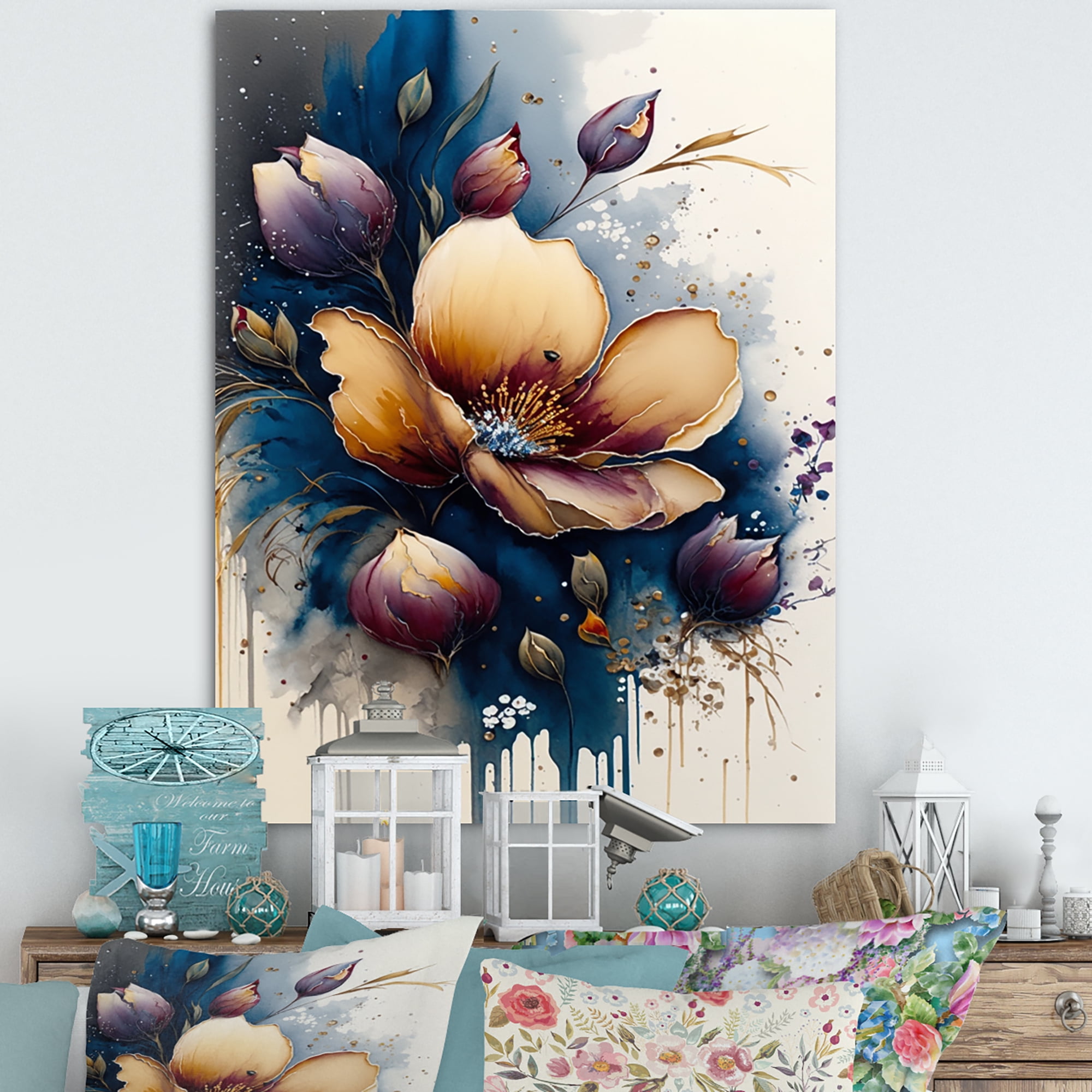 Designart Red Blooming Crocus Flowers III Canvas Wall Art