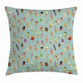 thumbnail image 1 of Ice Cream Decor Throw Pillow Cushion Cover, Mix Yummy with Chocolate and Fruit Flavor Toppings in Cones Illustration, Decorative Square Accent Pillow Case, 18 X 18 Inches, Multicolor, by Ambesonne, 1 of 2
