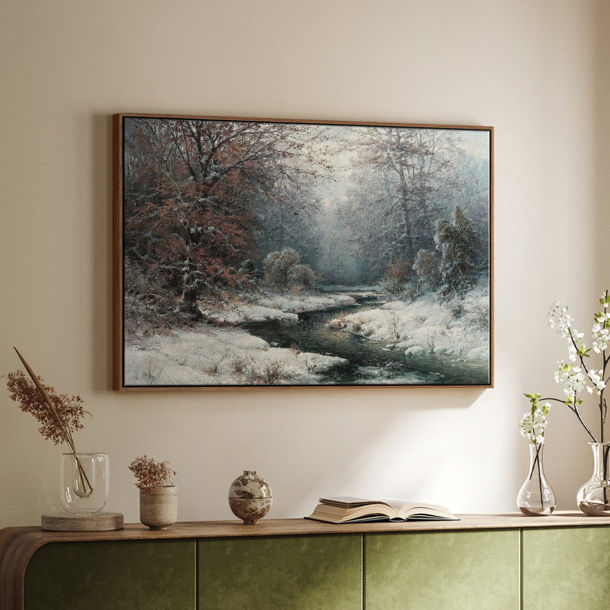 Vintage Landscape-CCLXXXVIII By Wexford Home Framed in Walnut Wood Gallery Wrapped Canvas 17 in. x 25 in.