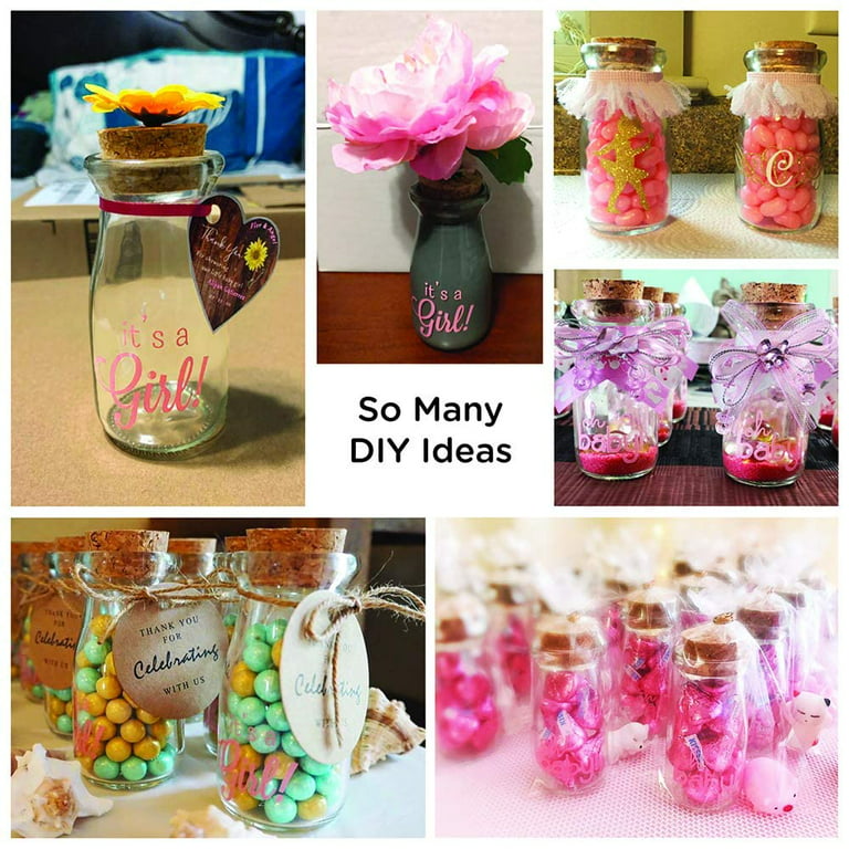 12pcs 4 x 2 Inches Small Glass Favor Jars, Milk Glass Bottles with Cork  Lid. 3.4