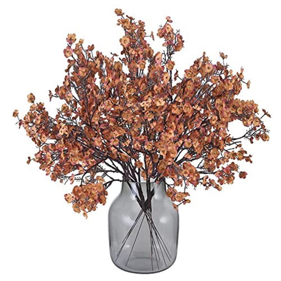 Bazyrey Fake Fall Flowers Silk Flowers, Fall Artificial Flowers For Decorations, Babys Breath Artificial Flowers For Thinksgiving,5pc,Light Brown,Halloween Christmas Party Decorations