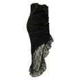 thumbnail image 6 of Coduop Women Vintage Midi Skirt High Waist Irregular Lace Hem Bodycon Skirts S-2XL, 6 of 10