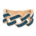 thumbnail image 2 of Dazzlingrock Collection Round Blue Diamond Out Bling Cuban Link Band Ring for Women (0.42 ctw, Color Blue, Clarity I2-I3) in 10K Rose Gold, Size 9.5, 2 of 4