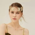 thumbnail image 3 of Uanit Beautiful and Stylish Metal Leaf Wrapped Pearl Headband Bridal Gold Crown Headgear for Wedding Prom Festive Bridesmaid Hair Accessories (Gold Silver), 3 of 4