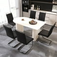 thumbnail image 2 of 7-Piece Dining Table Set with 6 Armless Dining Chairs, 63" Kitchen Table & Chairs Set for 4-6, Dining Room Table with MDF Board, Perfect for Small Space, Easy Clean, Cream+Black, 2 of 8