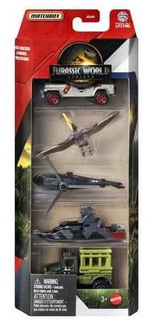 Jurassic World Matchbox Dinosaur Vehicles 5 Packs Bundle of 4 (JGL60-956B)