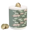 thumbnail image 1 of Bohem Piggy Bank, Floral Theme Romantic Spring Flowers and Leaves Graphic Nature Pattern, Ceramic Coin Bank Money Box for Cash Saving, 3.6" X 3.2", Green Reseda Green, by Ambesonne, 1 of 4