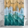 thumbnail image 2 of Abstract Ocean Beach Bathroom Shower Curtain, Blue Sea Wave Sand Modernism Waterproof Washable Soft Bath Curtain for Bathtub Decor with 12 Hooks&Grommet, 36x72 Inch, 2 of 9