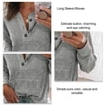 thumbnail image 3 of Blusa de manga larga con cuello en V Botón de bolsillo Pure Color Casual Top de moda para Mujer, 3 of 4