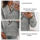 thumbnail image 3 of Blusa de manga larga con cuello en V Botón de bolsillo Pure Color Casual Top de moda para Mujer, 3 of 4